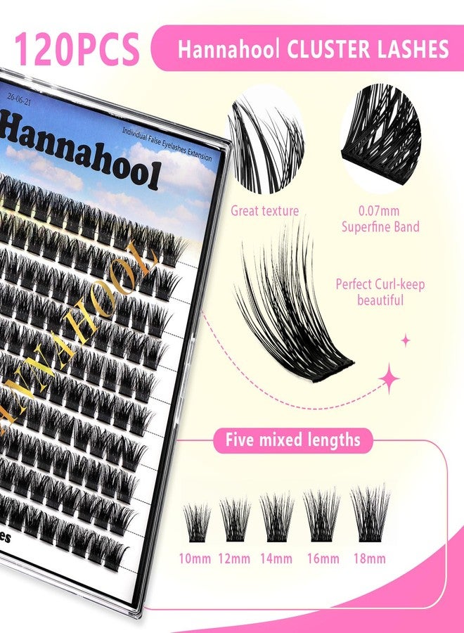 Hannahool Large Tray,10-20mm to Choose DIY Eye Lashes Extensions 120 Cluster Wide Stem Eyelashes Soft and Lightweight Individual False Eyelashes Dramatic Look (18mm) - Image 3